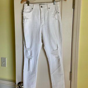 Abercrombie High Rise Super Skinny Jeans in Ripped White